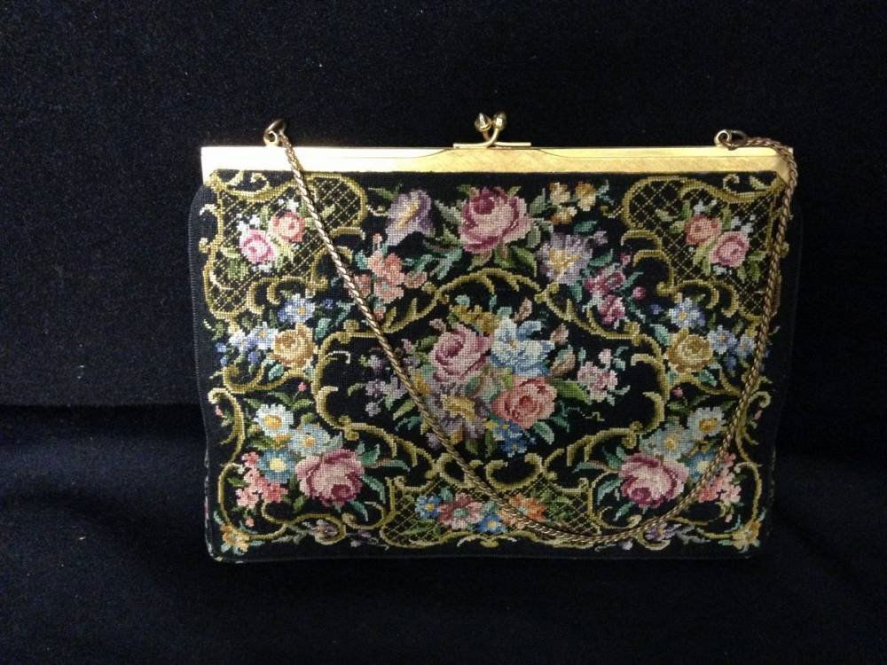 Black Needlepoint Evening Bag (1 of 2)