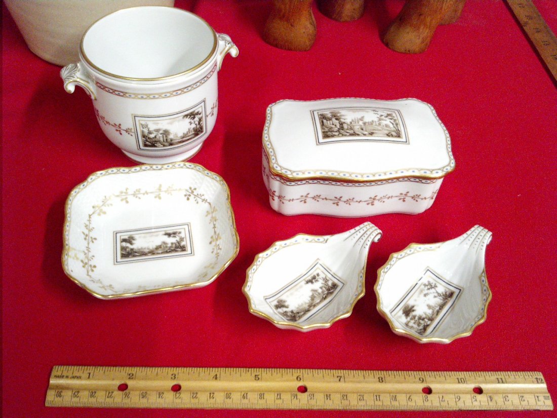 5pc Set Richard Ginori Pittoria Italy Antique Marked: 5pc Set Richard Ginori Pittoria Italy Antique Marked