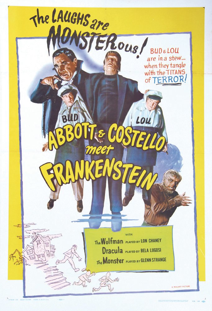 Abbott and Costello Meet Frankenstein One-sheet: Abbott and Costello Meet Frankenstein. (Universal, 1948) One-sheet Realart re-release, framed. Fine. Starting at $600