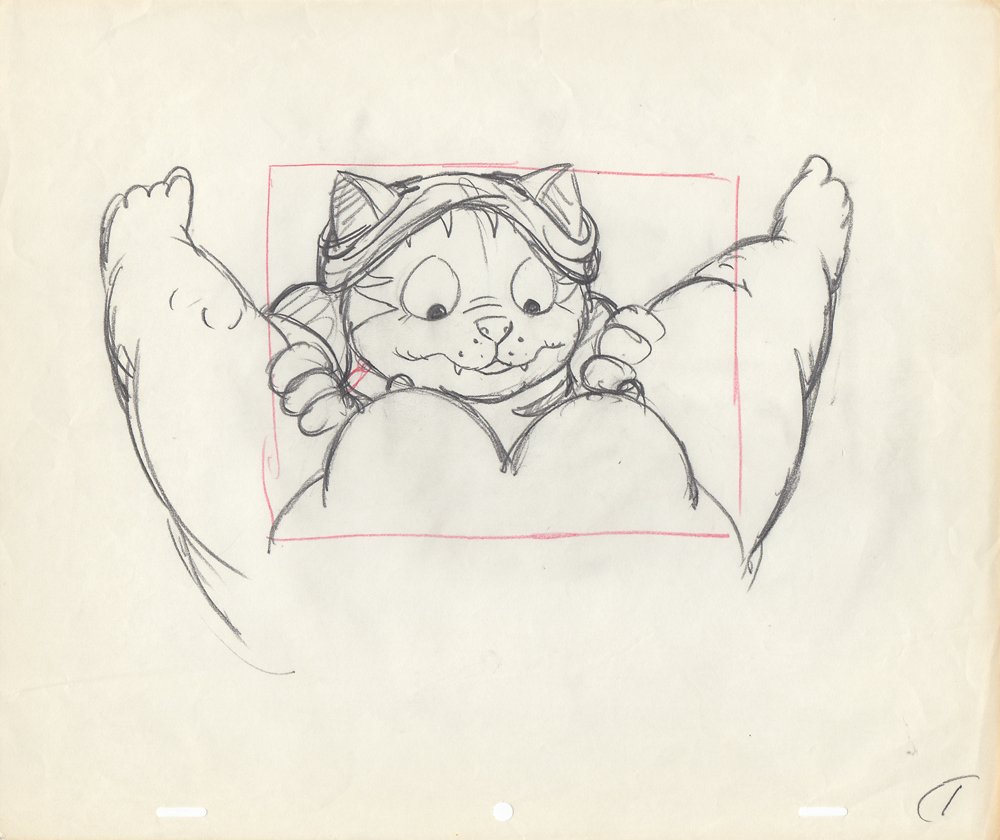 Nine Lives of Fritz the Cat Production Drawing: Original Production Drawing from The Nine Lives of Fritz the Cat. (American International Pictures, 1974) This risquÃ© drawing features Fritz in a compromising position between a pair of legs. Drawn