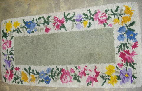 American Hook Rug: Needs cleaning. 22"w x 44"h.