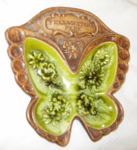 Yellowstone National Park Ash Tray – Plate: Signed on back "Treasure Craft Made in USA" 5 1/2"w x 1/2"d x 5"h.