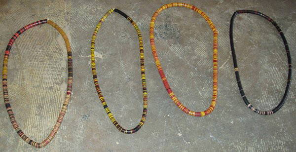 4 Original African Necklaces, Africa: Beautiful design. 11 1/2"dia x 1/2"thick.