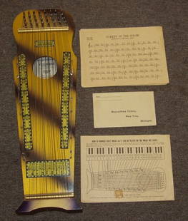 Antique Marx Instrument Violin-Uke: Antique Marx Instrument Violin-Uke Maxochime Colony New Troy, Michigan, 1957. Original box. 20"w x 6 1/2"d x 2"h.