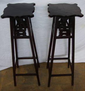 Antique English Plant Stands: 1900-1950's Great for decoration. 12"w x 10 1/2"d x 35 1/2"h. Custom Crating & Shipping Available.