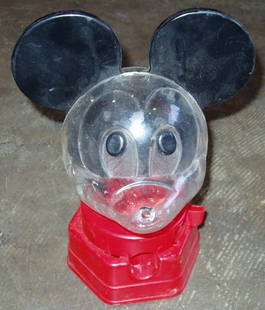 1968 Mickey Mouse Gum Ball Machine: 1968 Hasbro Tip of the nose is missing. 6 1/2"w x 5 1/2"d x 9"h.
