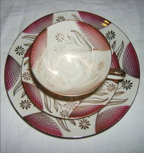 3 Piece Bavaria China Dessert Set: There is some gold paint off the rim. Approx. size is 7 7/8"d.