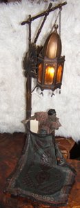 Austrian Bronze Arab Lamp, Man with Rug