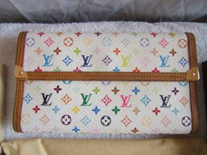 154: Louis Vuitton White Multi Color Wallet