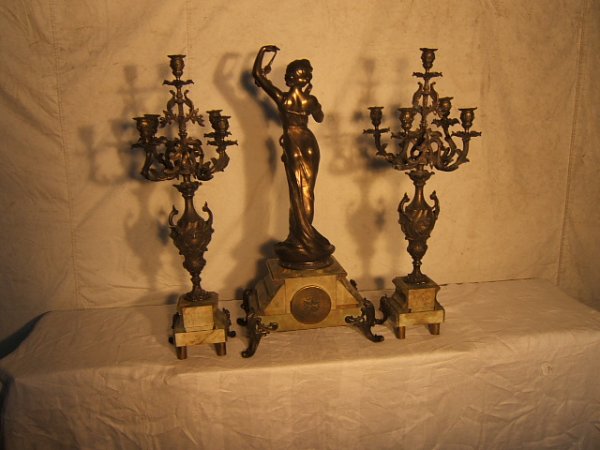 Antique French Clock Set - 9