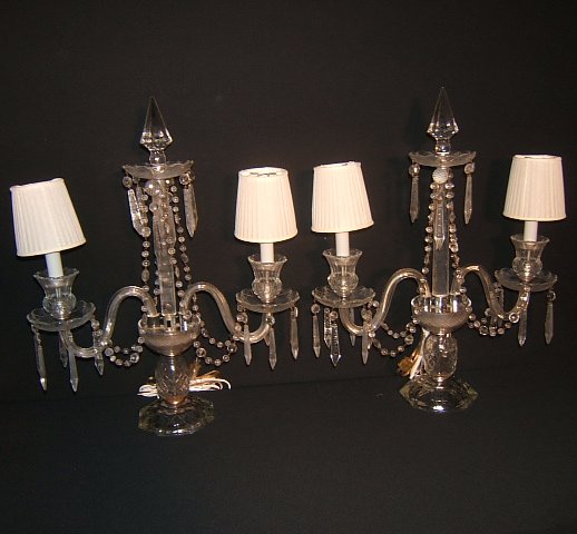 2 Antique Crystal Table Lamps