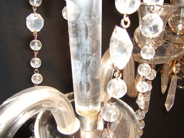 2 Antique Crystal Table Lamps - 4