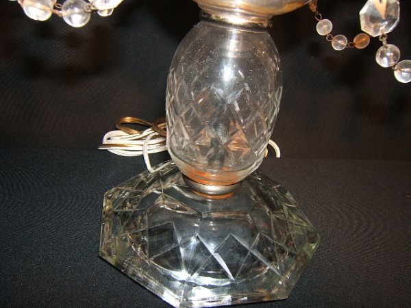 2 Antique Crystal Table Lamps - 5