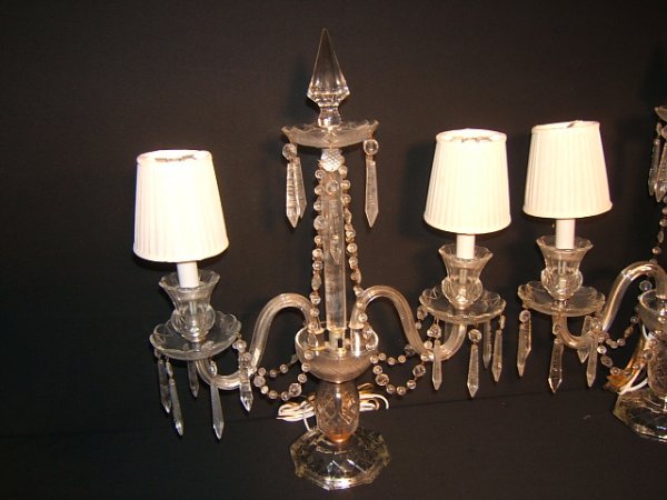2 Antique Crystal Table Lamps - 7