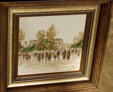 Street Scene in Paris Painting, Artist M. Maresca