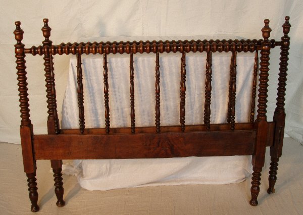 Antique Spool Bed: Spool Bed with Rails. Turn of the Century. 52 1/4"w x 2"d x 42"h