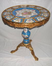 513: French Porcelain Painted Dore Bronze Table