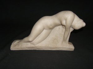 Awakining by Vincent Glinsky in Foundry Stone: Singed Vincent Glinsky. There is a certificate of authenticity which reads: This will certify and warrant that "The Awakening" is an exclusively commissioned original sculpture by Vincent Glinsky. The