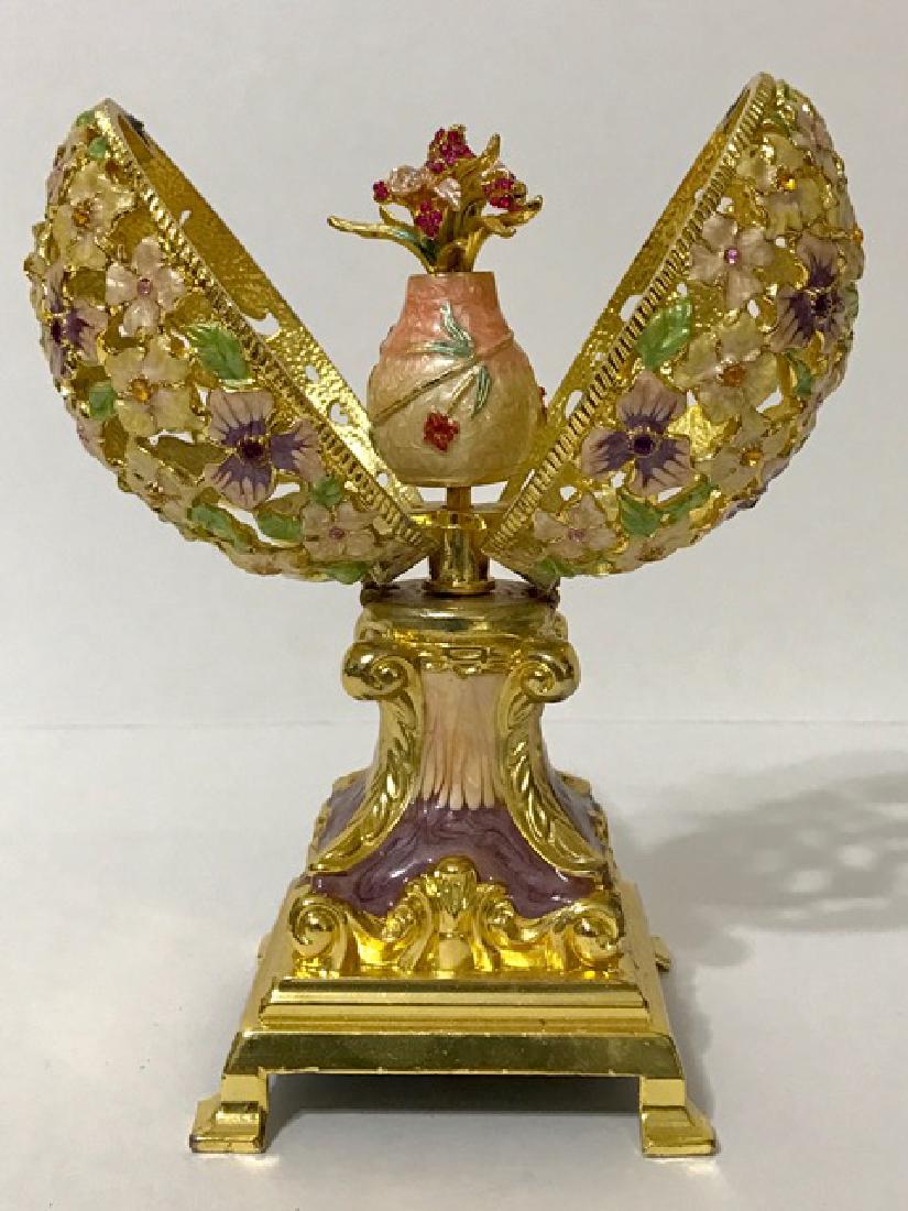 Stunning Russian Jeweled & Enameled EGG Music Box: Stunning Russian Jeweled & Enameled EGG Music Box