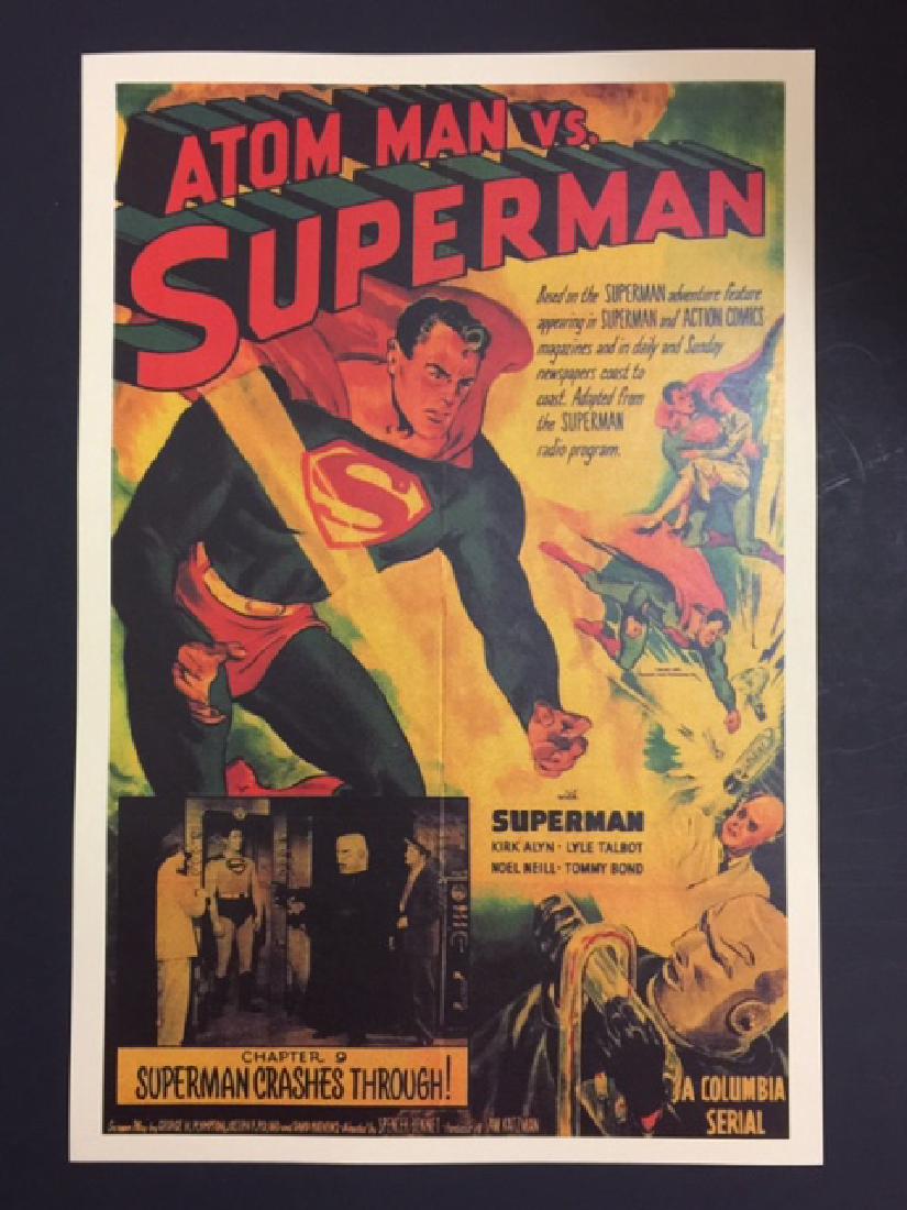 1940's SUPERMAN vs ATOM MAN Lobby Card Poster: 1940's ATOM MAN vs. SUPERMAN Movie Lobby Card Great Piece - 12" x 18" Print Date Unknown