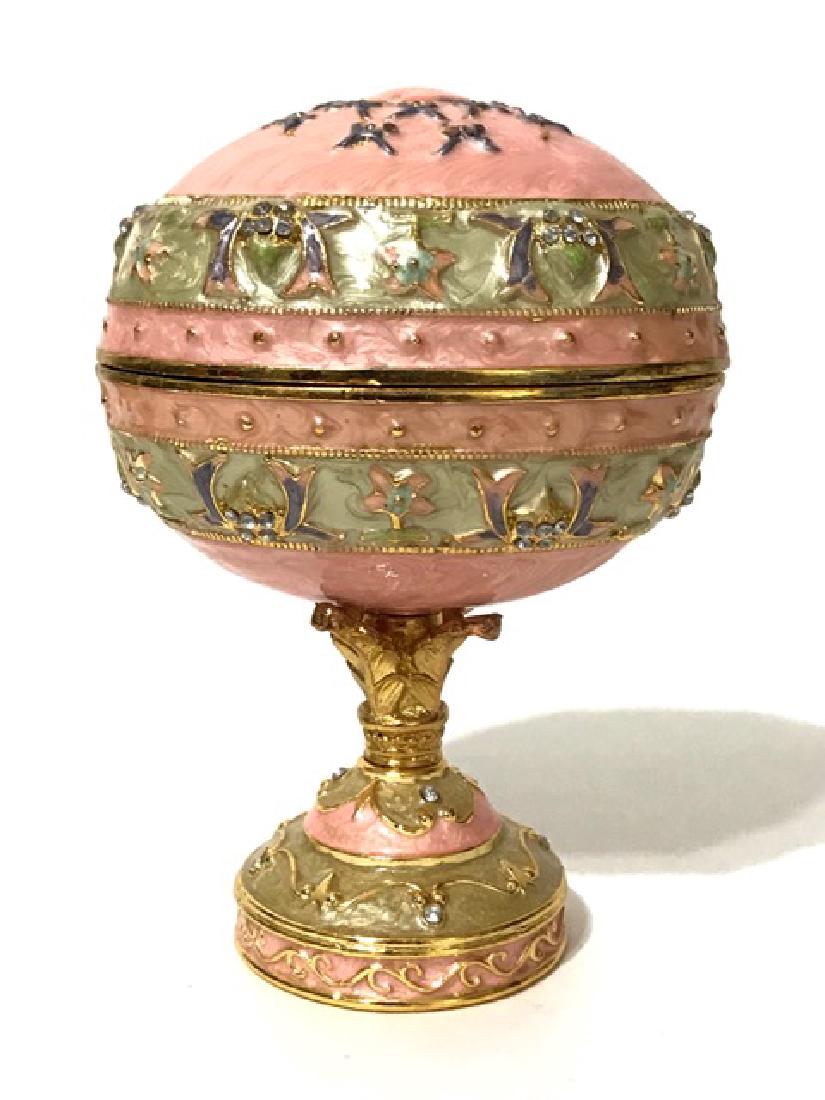 Beautiful Large Enameled EGG Trinket/Music Box: Working â€“ Must See all Photos