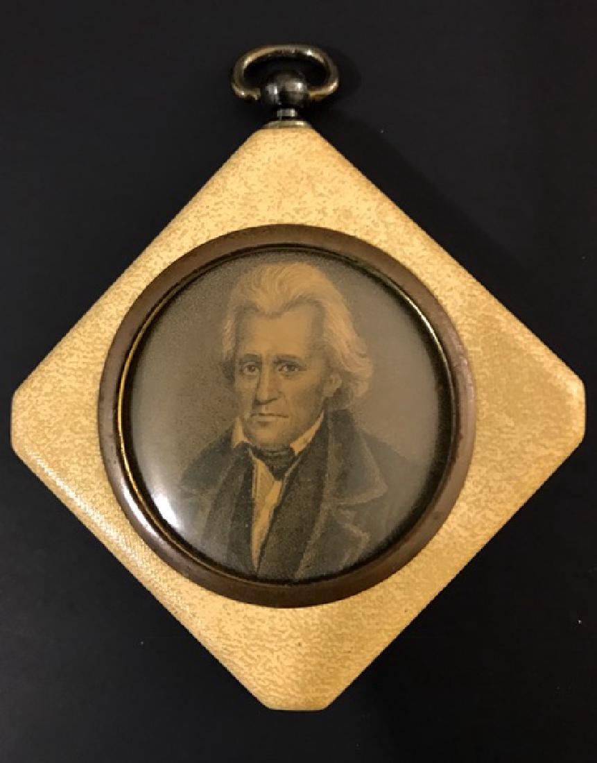 19th Century Presidential Portrait in Celluloid Frame: Believed to be ANDREW JACKSON