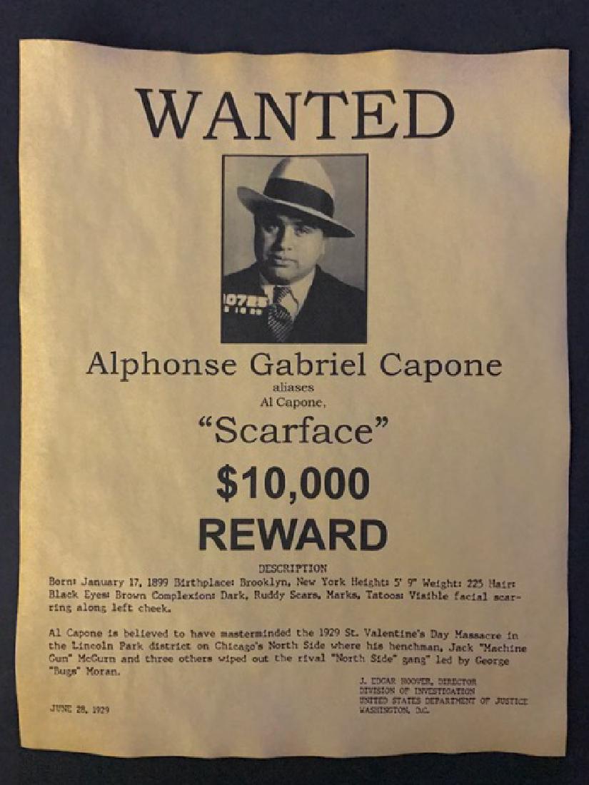 1929 al capone wanted reward poster reward poster