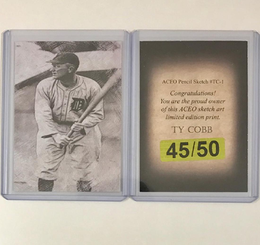 Rare TY COBB Pencil Sketch Art Baseball Card: RARE - #45 of only 50 Made ACEO Pencil Sketch Art