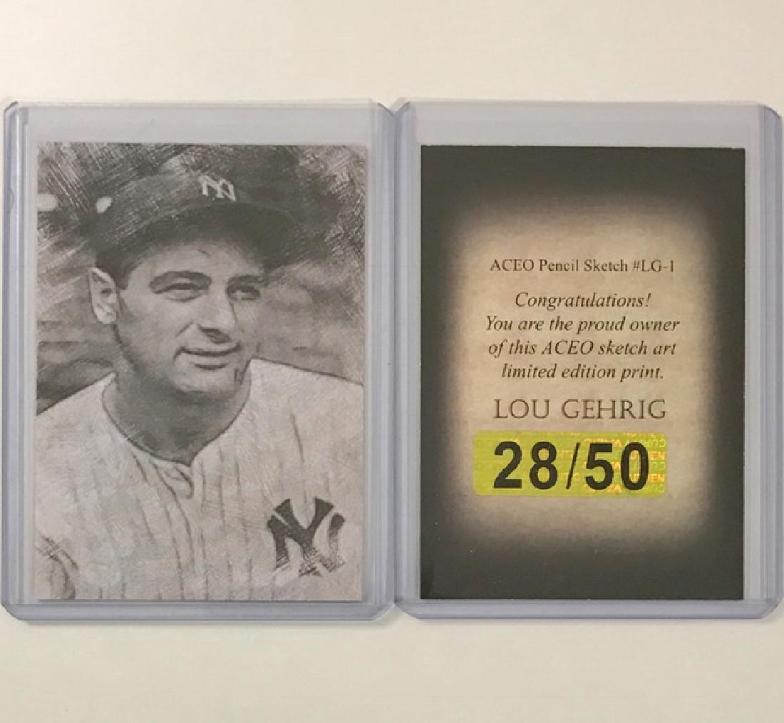 Rare LOU GEHRIG Sketch Art Baseball Card: RARE - #28 of only 50 Made ACEO Pencil Sketch Art