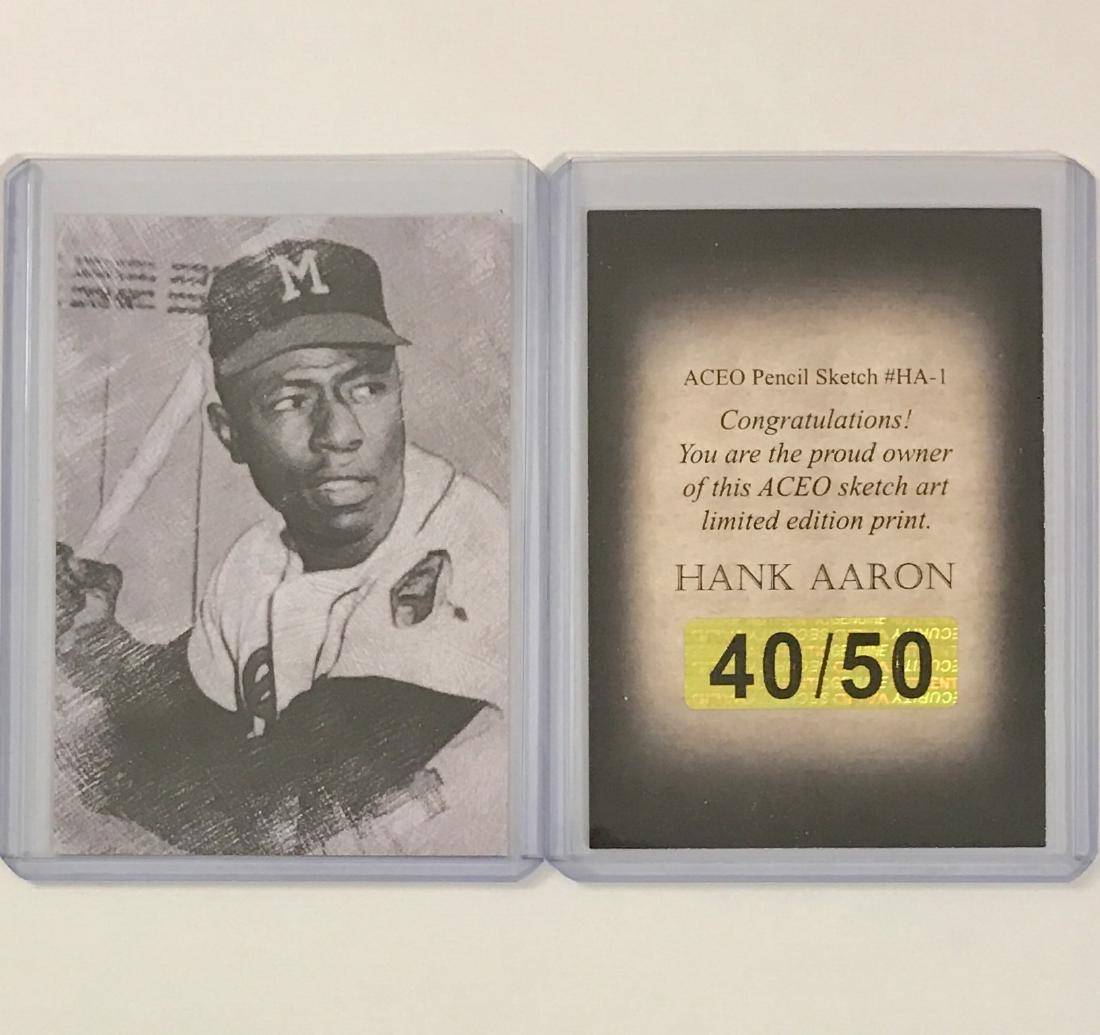Rare HANK AARON Sketch Art Baseball Card: RARE - #40 of only 50 Made ACEO Pencil Sketch Art
