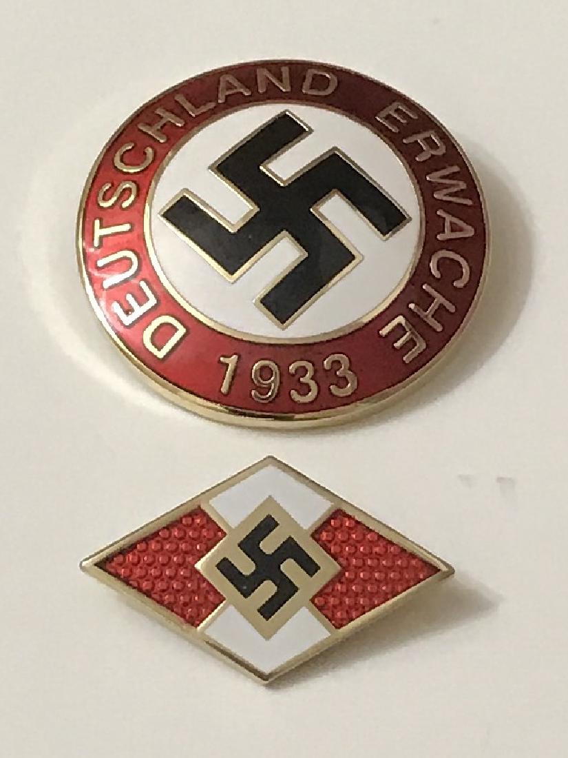 Lot of 2 Nazi Germany Swastika Enameled Pins: Lot of 2 Nazi Germany Swastika Enameled Pins