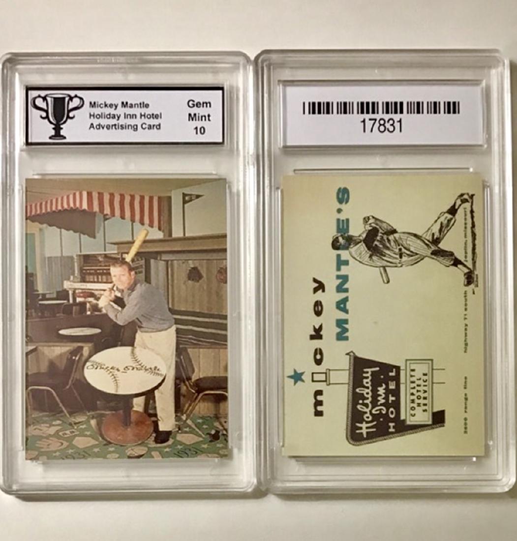 Gem 10 MICKEY MANTLE Advertising Baseball Card: “HOLIDAY INN” – Great Card