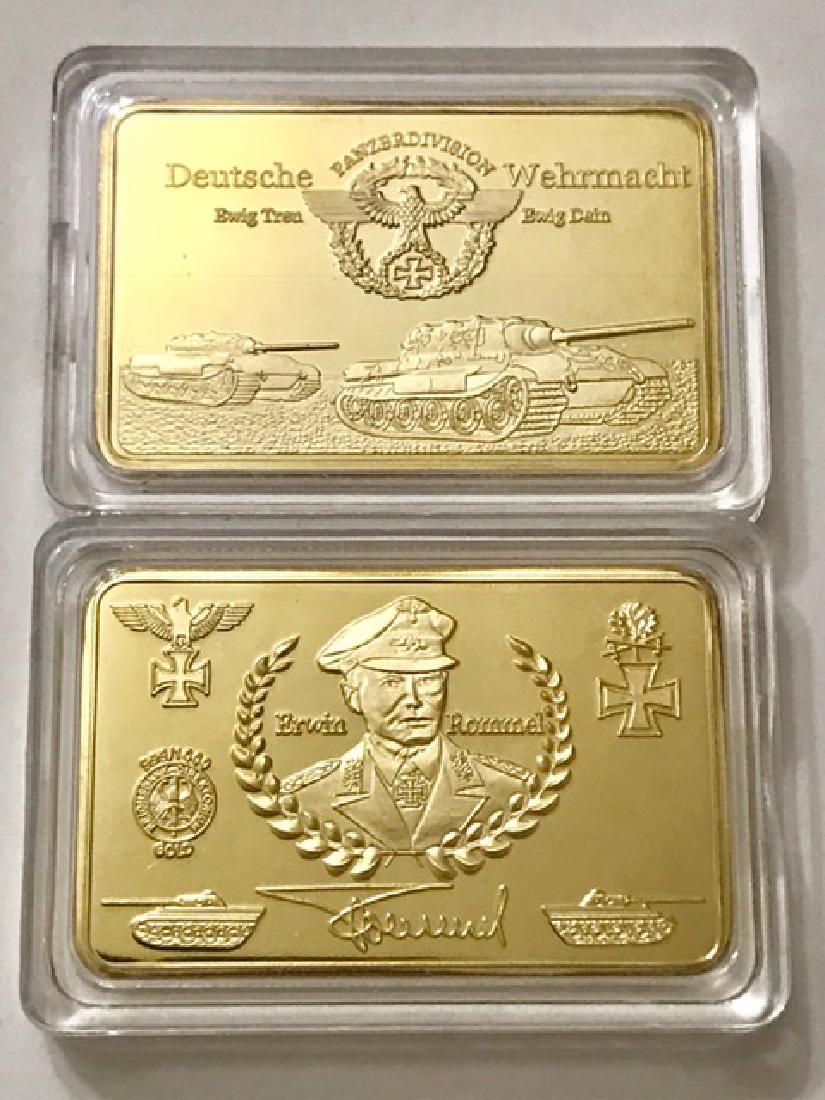 WW2 Erwin Rommel German .999 Gold clad Bullion Bar: WW2 Erwin Rommel German .999 Gold clad Bullion Bar