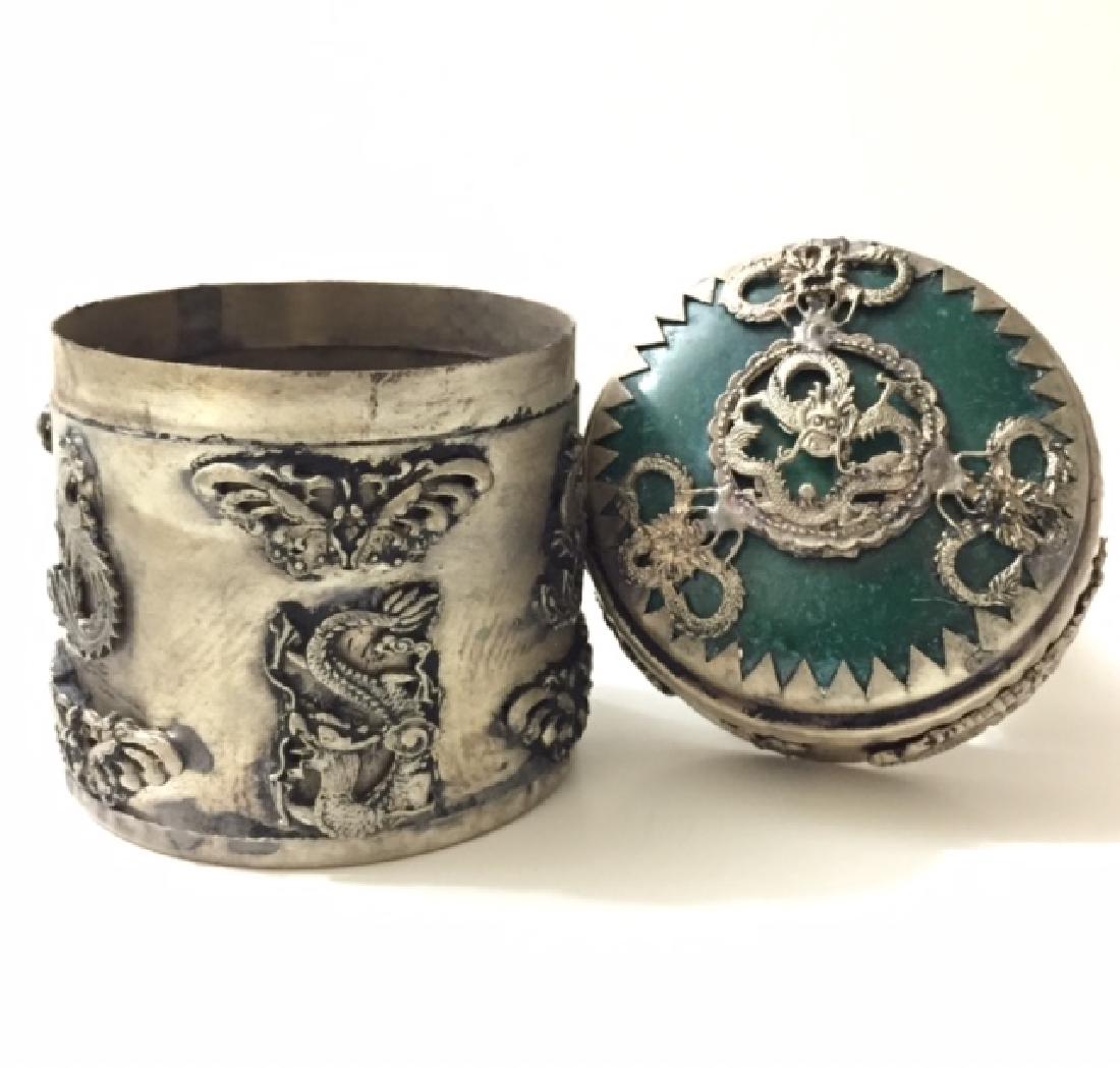 Old Chinese Handmade JADE Inlay Tobacco Snuff Box (1 of 3)