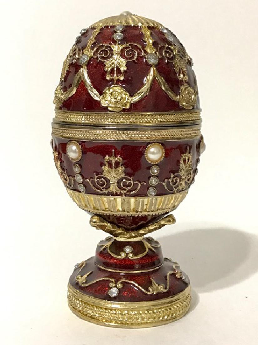 Stunning Ruby Jeweled & Enameled EGG Music Box: Great Piece – Working - See all Photos