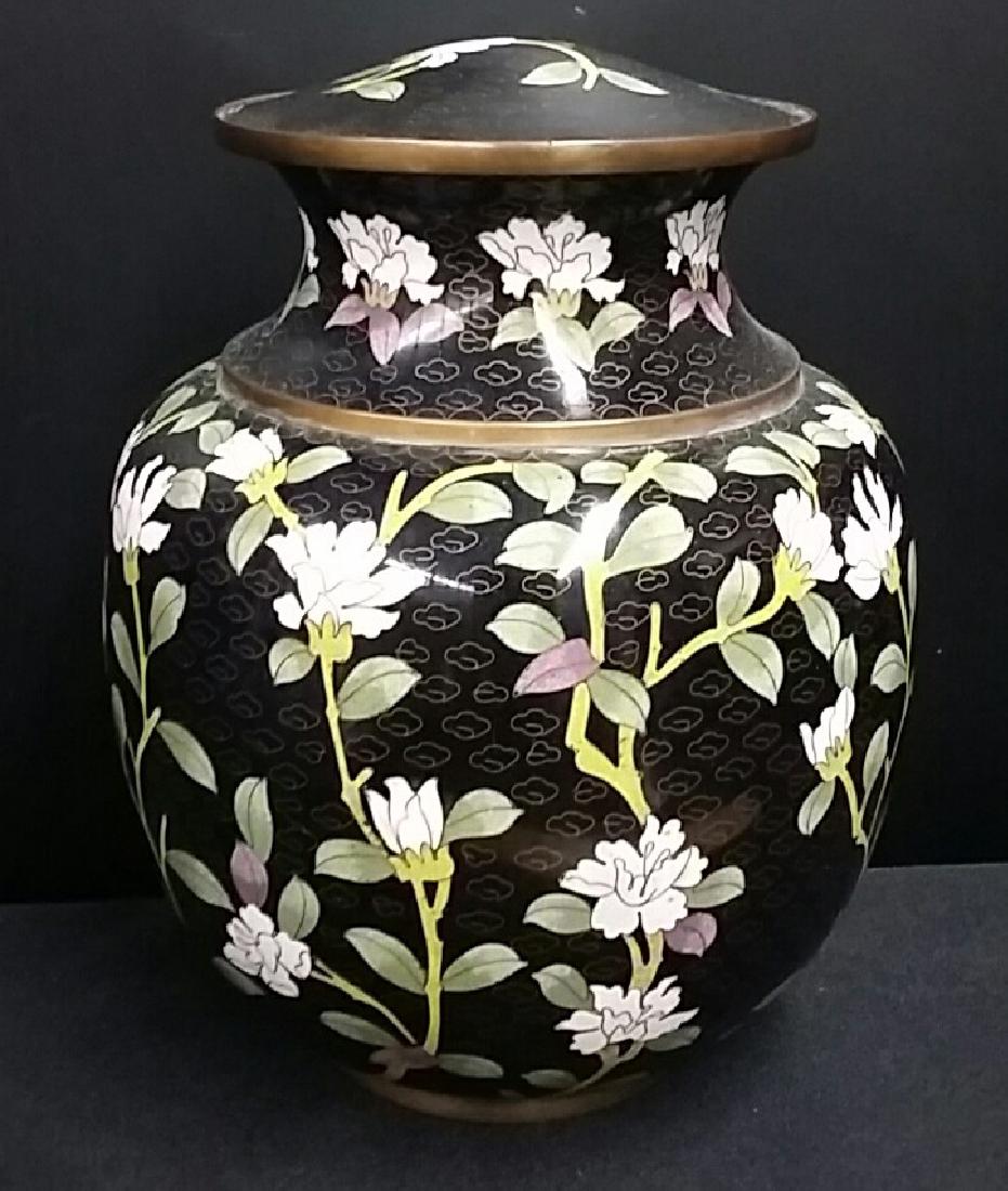 Ealry 20th Large Cloisonne Ginger Jar: Marked on Bottom, With Locking Lid, 9.5" Tall
