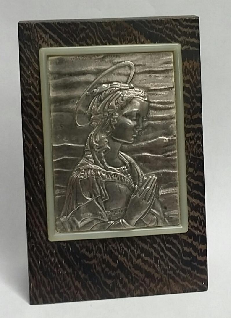 Vintage Sterling Silver Religious Icon: Sterling Plaque On Wood