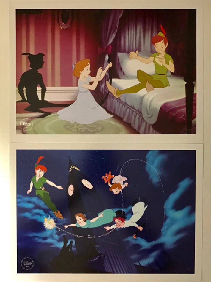 Lot of 2 Authentic DISNEY “PETER PAN” Lithographs: 11” x 14” Diamond Edition with COA Foil Disney Seals