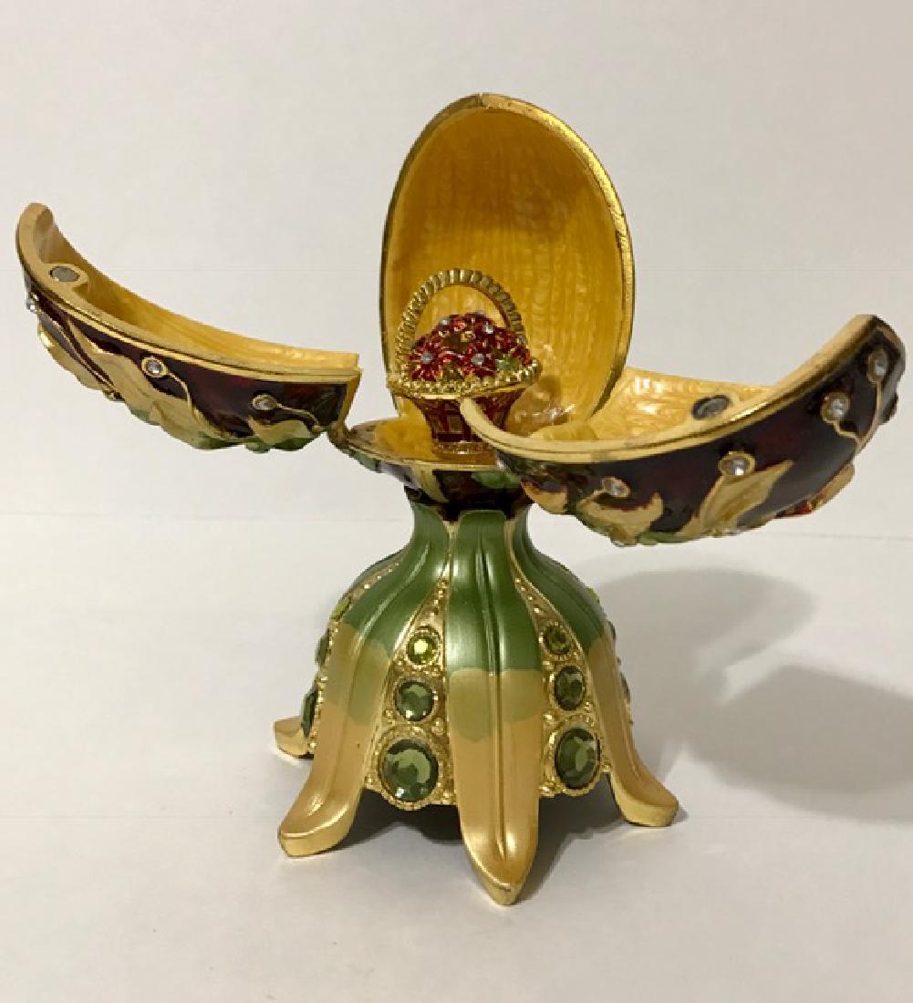Large Enameled Russian Coat of Arms EGG Music Box: STUNNING PIECE – Works and Looks Perfect