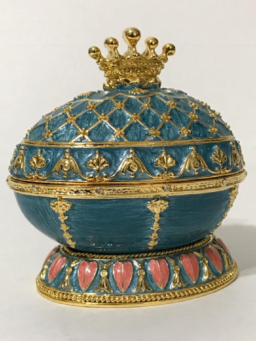 Stunning FABERGE inspired Jeweled & Enameled EGG: Stunning FABERGE inspired Jeweled & Enameled EGG