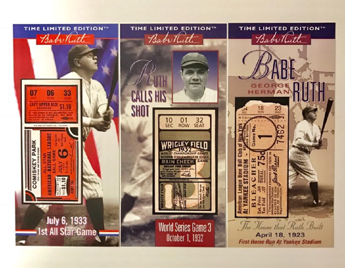 Lot of 3 Rare LTD Edition BABE RUTH Memorabilia: Lot of 3 Commemorative Tickets to Historic Games