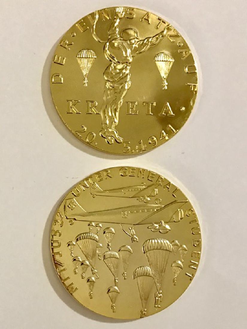 1941 WW2 Nazi KRETA 2.5oz Gold Clad Medallion: WW2 Nazi Paratroopers Battle of Crete - Ornate