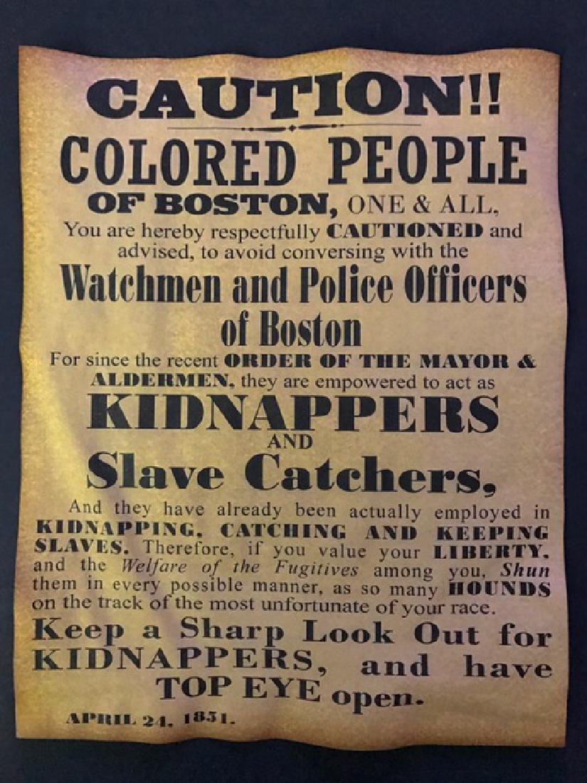 1860 Black Americana Runaway Slave Reward Poster: Unkown Actual Print Date
