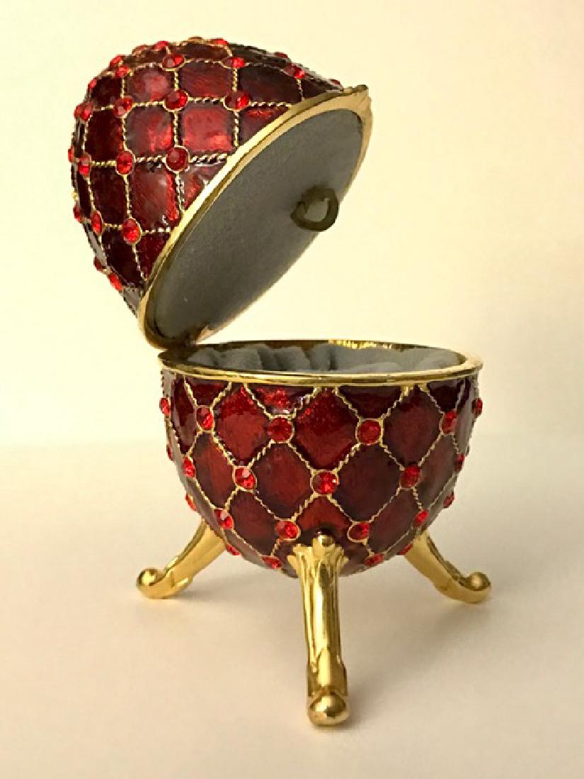 Flawless Ruby Jeweled & Enameled EGG Music Box: Great Piece – Working - See all Photos
