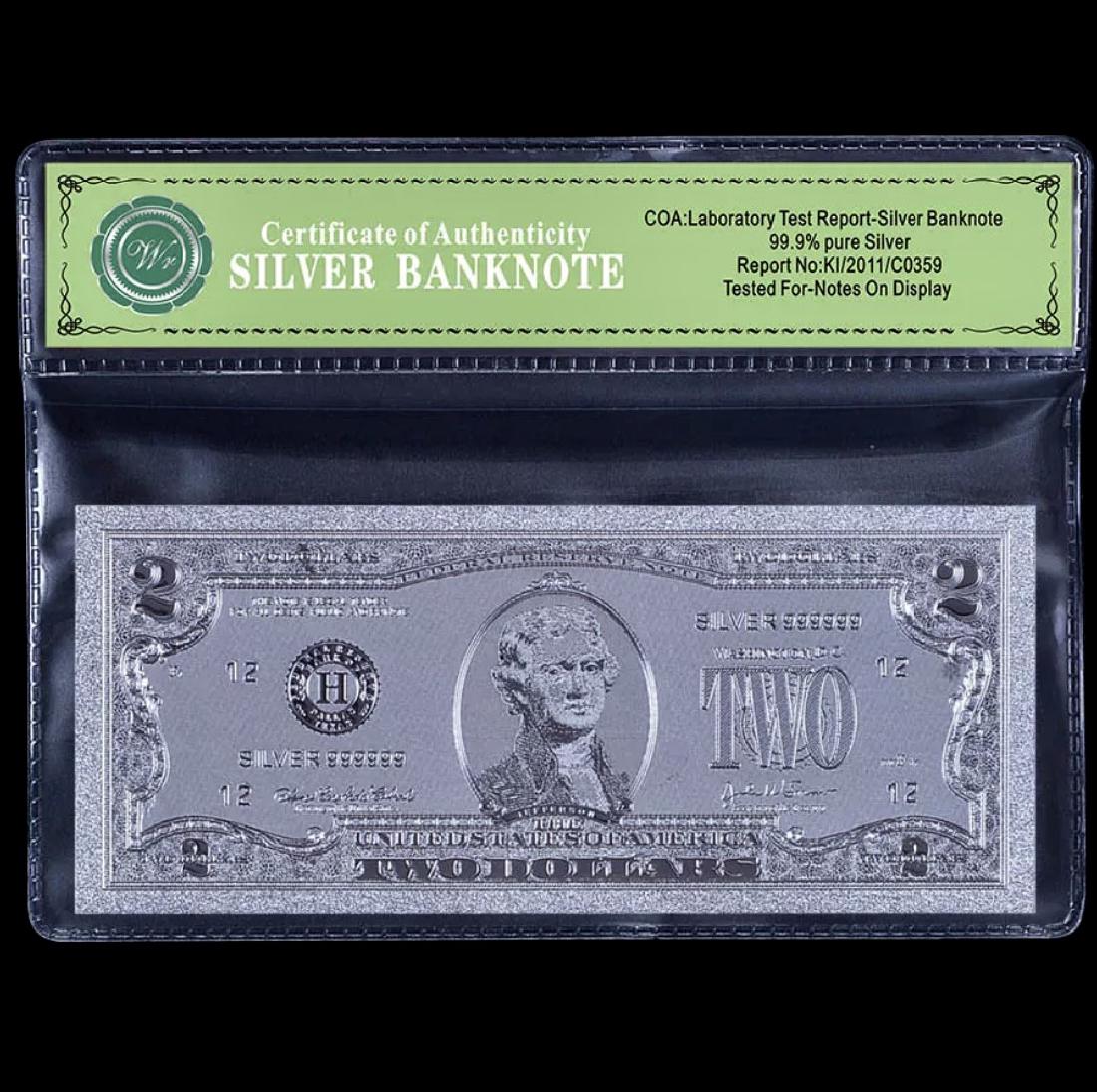 Uncirculated 99.9 % Silver Banknote $2 Bill: 99.9% Silver Lab Tested for Bank Notes on Display Multiple Photos Posted