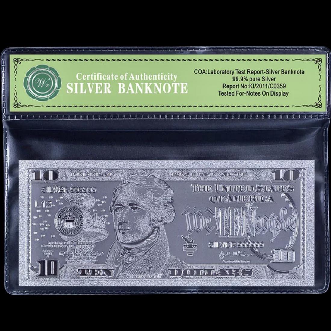 Uncirculated 99.9 % Silver Banknote $10 Bill: 99.9% Silver Lab Tested for Bank Notes on Display Multiple Photos Posted