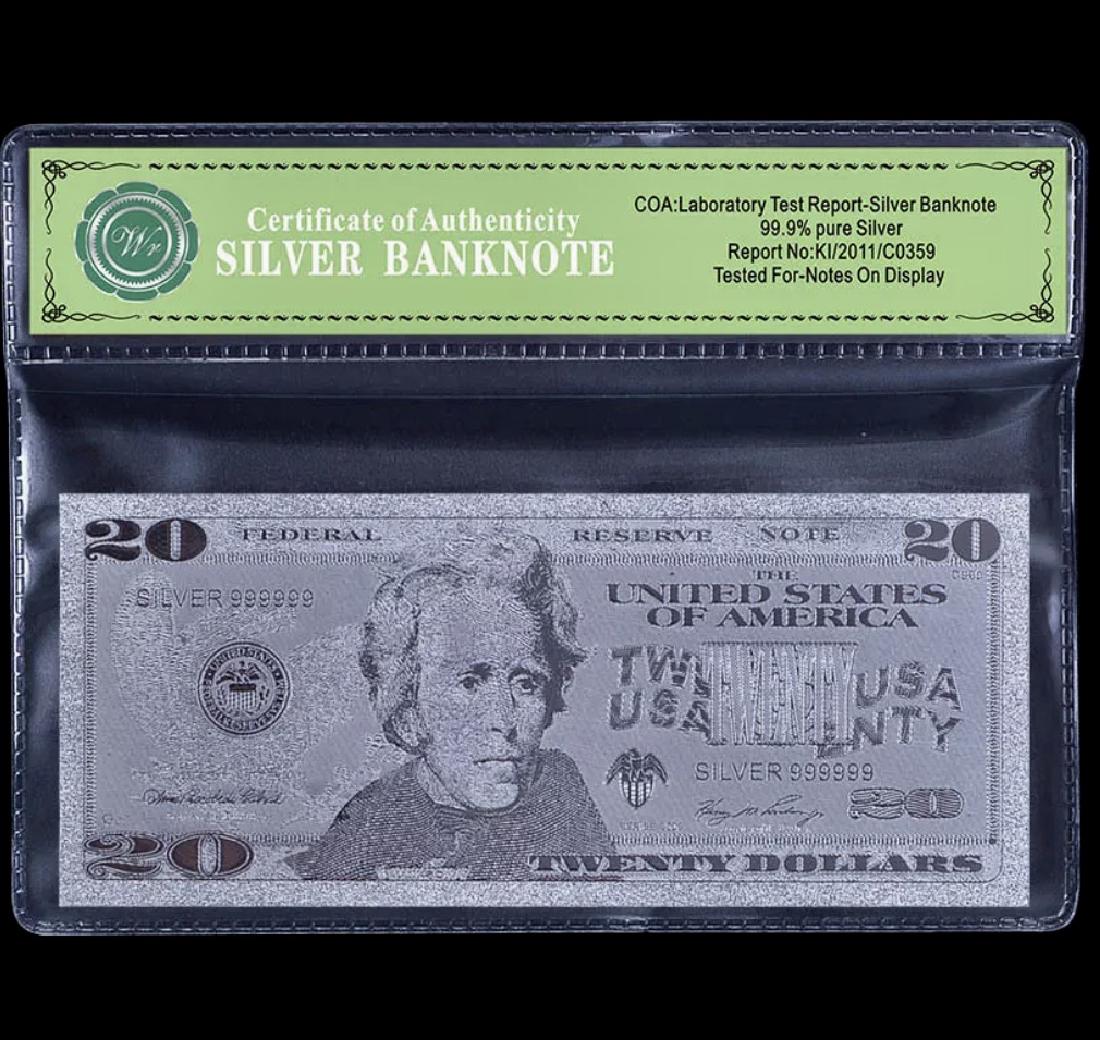 Uncirculated 99.9 % Silver Banknote $20 Bill: 99.9% Silver Lab Tested for Bank Notes on Display Multiple Photos Posted