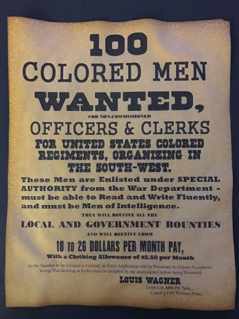 Black Americana Civil War Recruits Wanted Poster: Black Americana Civil War Recruits Wanted Poster