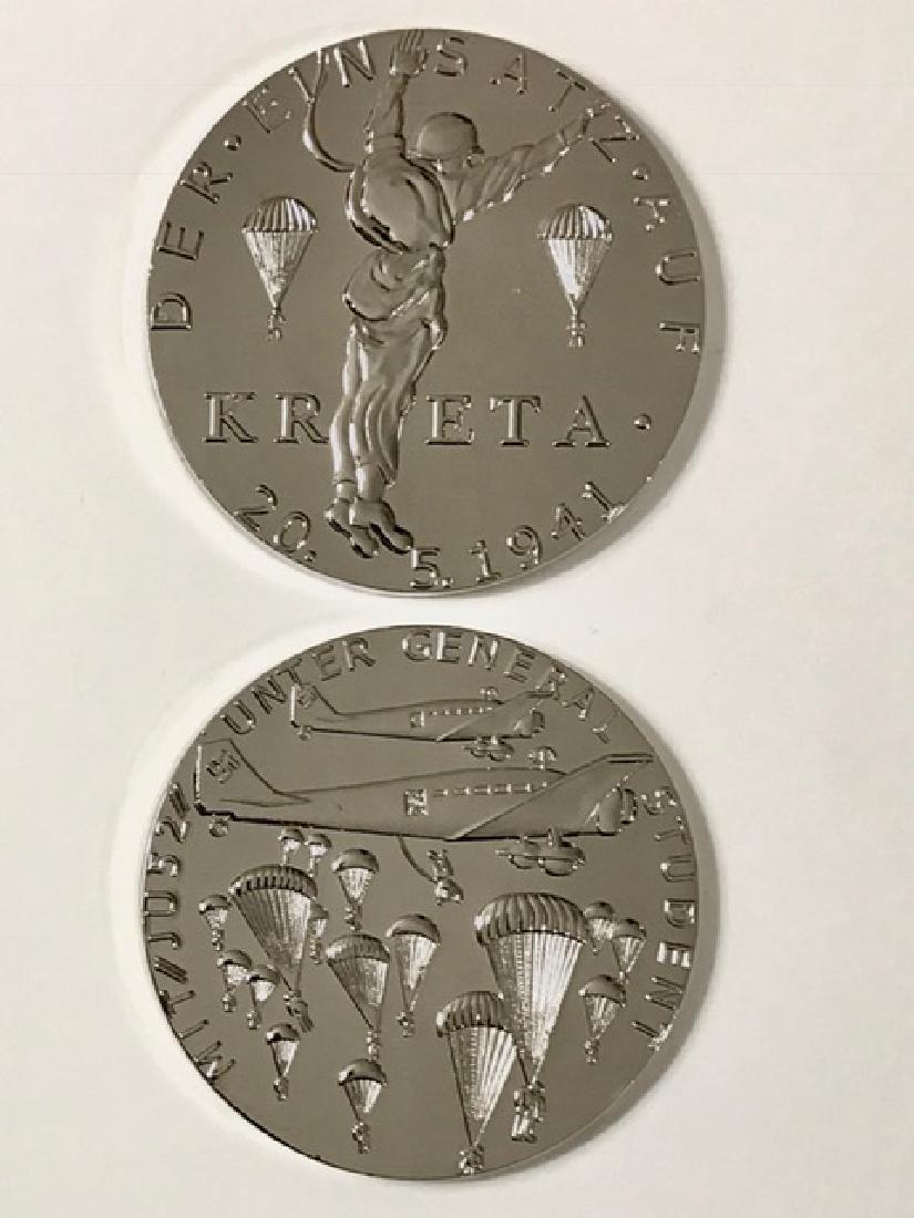 1941 WW2 Nazi KRETA 2.5oz German Silver Medallion: WW2 Nazi Paratroopers Battle of Crete - Ornate