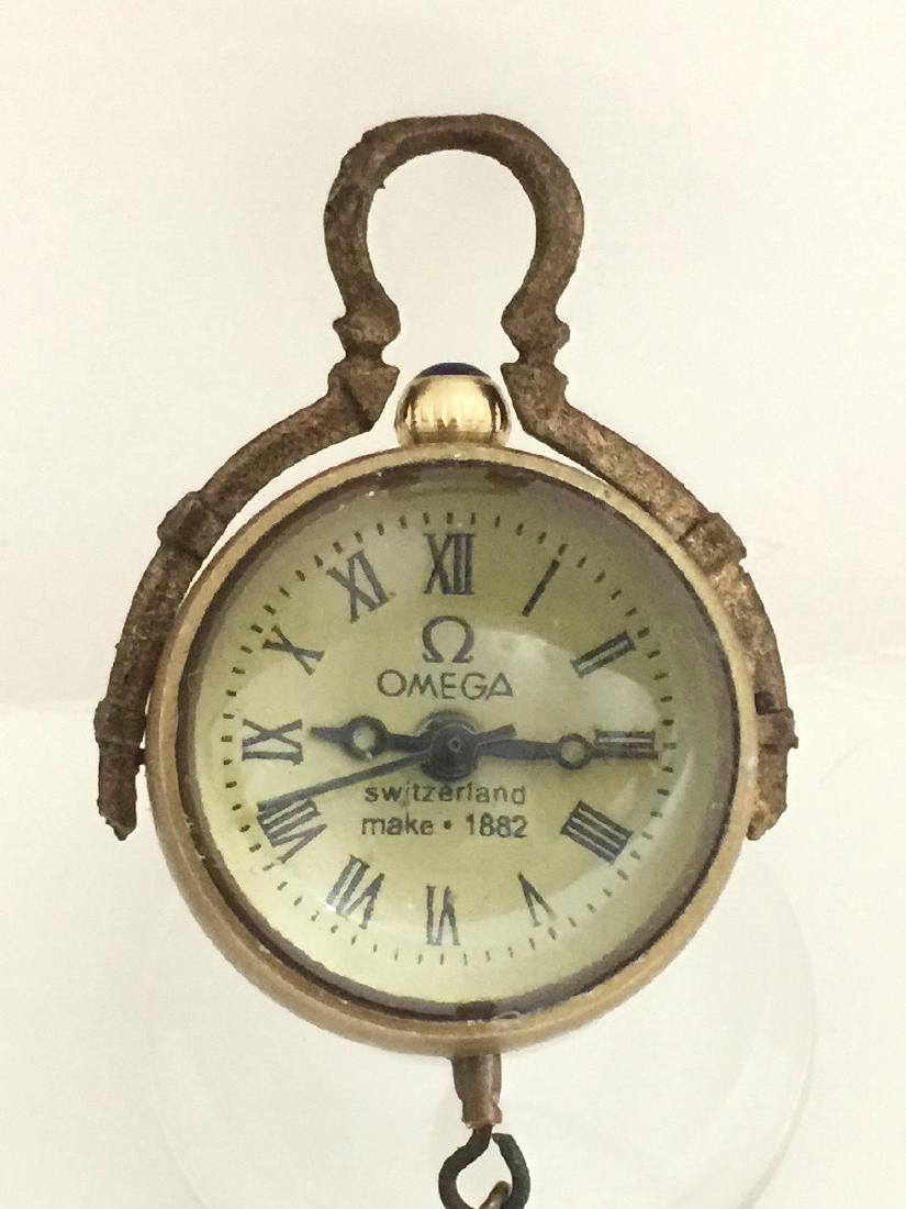 VTG Swiss Omega Working Spherical Mechanical Clock: Skeleton Back – Mini Glass & Brass Casing - Great Piece Multiple Photos Posted
